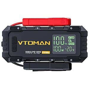 VTOMAN V10 Max 5500A Portable Jump Starter w/ 100W Bi-Directional Fast Charger $40 + Free S&H