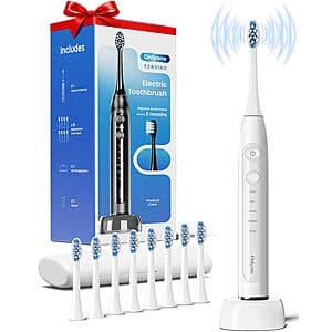 Onlyone Rechargeable Sonic Electric Toothbrush w/ 8 Brush Heads $9