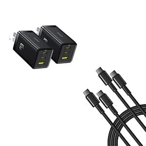 Prime Members: 2-Pk Baseus 3-Port up to 65W Wall Charger + 2-Pk 100W USB C Cable $36 + Free S&H