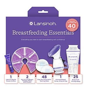 77-Piece Lansinoh Breastfeeding Essentials Kit Gift Set for New Moms $18