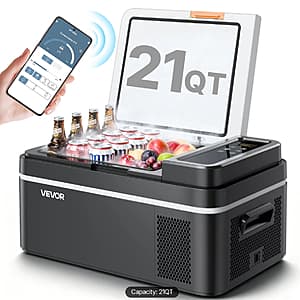 21-Qt VEVOR 12V/24V DC 110-240V AC Fridge Portable Compressor Cooler $114.30 & More + Free S&H