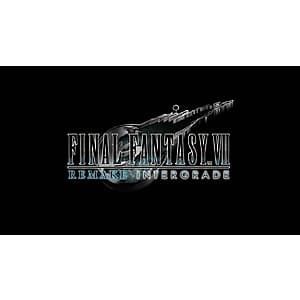 Final Fantasy VII Remake Intergrade Nintendo Switch digital game cover showing the game's logo and protagonist Spiky-haired character against a Midgar cityscape background.