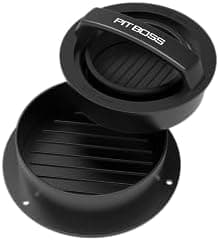 Red and black Pit Boss 3-in-1 burger press kitchen tool with multiple pressing functions.