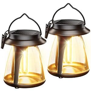 2-Pk BUCASA Outdoor Waterproof Hanging Solar Lanterns $13 & More