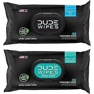 2-Pack 96-Count Dude Wipes Extra-Large Flushable Adult Wet Wipes $4