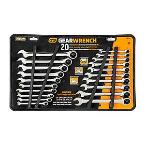 20-Piece GEARWRENCH 72-Tooth SAE/Metric Ratcheting Wrench Set $50 + Free Shipping