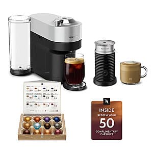 New QVC Members: Nespresso Vertuo Pop+ Deluxe w/ Frother & 50-Ct Coffee Voucher $70 + Free S&H