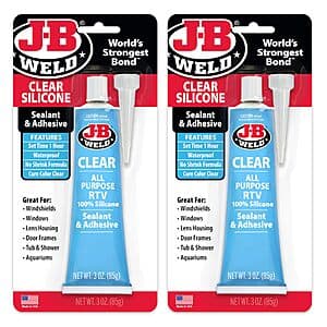 2-Pack 3oz J-B Weld Clear All-Purpose RTV Silicone Sealant & Adhesive $7 & More
