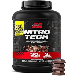 Select Accounts: 4-Lbs MuscleTech Whey Protein Powder (various) $26.35 w/ S&S + Free S&H