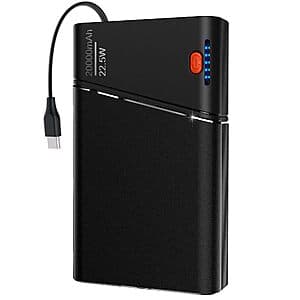 20000 mAh Aaoyun Power Bank w/ Built-in 22.5W USB-C Cable $14