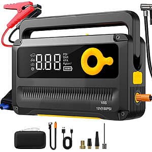 HOMSHADE 6000A Portable Car Jump Starter w/ 150 PSI Air Compressor & LED Lighting $30