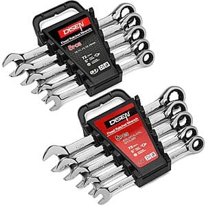 10-Piece DISEN SAE & Metric Ratcheting Wrench Set w/ Holders $22.75