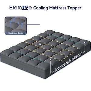 ELEMUSE Queen Grey Mattress Topper $32.50 + Free S/H
