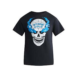 WWE Men's Stone Cold Blue Smoke Skull Graphic T-Shirt (Black) $9.55