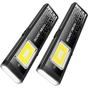 2-Pk Rechoo 3-in-1 Magnetic Rechargeable EDC Flashlight w/ Clip $11.90