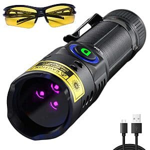 3-LED WMCODMW 365nm UV Flashlight 20W USB-C Rechargeable Blacklight $11