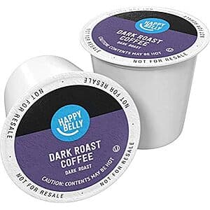 Prime: 24-Ct Happy Belly Dark Roast Keurig Coffee Pods (Dark Roast) 4 for $18.55 w/ S&S