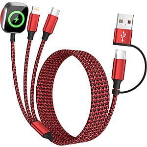 5' Firsting 3-in-2 Travel Charging Cable w/ Apple Watch Charger $5