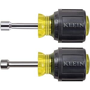 2-Pc Klein Tools Full Hollow Shaft Stubby Nut Driver Set (1/4" & 5/16") $7