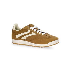 Men's slim-profile sneaker in genuine suede with modern minimalist design.