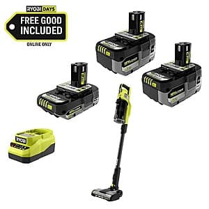 RYOBI ONE+ 18V Brushless Stick Vacuum w/ 2x 4Ah HP Batteries + 2Ah HP Battery $199 + Free S&H