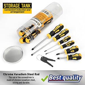 10-Pc Amartisan Magnetic Screwdrivers w/ 2-Pc Multifunction Mini Set (4 Colors) $9