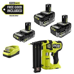 RYOBI ONE+ 18V HP Brushless Brad Nailer w/ 2x 4.0 Ah Batts, 2.0 Ah Battery, & Charger $199 + Free S&H