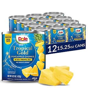 Select Accts: 12-Ct 15.25-Oz Dole Tropical Gold Canned Pineapple Chunks in Juice $14.90 w/ S&S