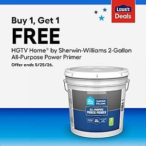 2-Gallon HGTV HOME by Sherwin-Williams All-Purpose Power Water-Based Primer 2 for $33 + Free Pickup