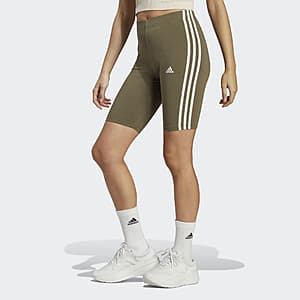 adidas Women's Essentials 3-Stripes Bike Shorts (Olive Strata / White) $5.85 + Free Shipping