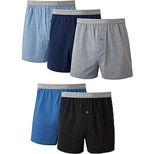 Prime Members: 5-Pack Hanes Men's Exposed Waistband Knit Boxers (Assorted Colors) $14 + Free Shipping