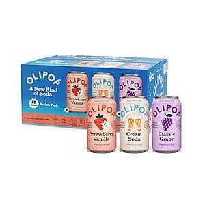 12-Pack 12-Oz OLIPOP Prebiotic Soda Pop (3 Flavor Variety Pack) $10.80
