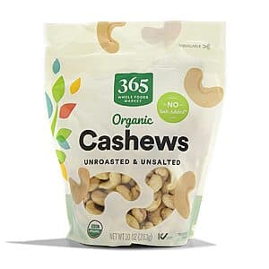 Select Accounts: 10-oz 365 by Whole Foods Market Organic Cashews $3.30 w/ S&S