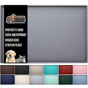 Gorilla Grip 18.5"x11.5" Waterproof Raised Edge Silicone Pet Feeding Mat (Gray) $8