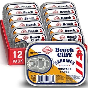 12-Pack 3.75-Oz Beach Cliff Wild Caught Sardines (Mustard Sauce) $5.10 w/ Subscribe & Save