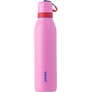Owala FreeSip 24-oz stainless steel water bottle with twist lid in Sweet Pea or Fruit Punch color options.
