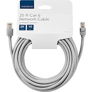 Insignia Cat-6 Ethernet Cable: 150' $25, 50' $19, 25', 14' or 8' $6 each + Free Shipping