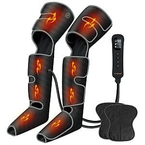 SHINE WELL leg compression massager device with heat and compression therapy capabilities, designed for foot and leg use.