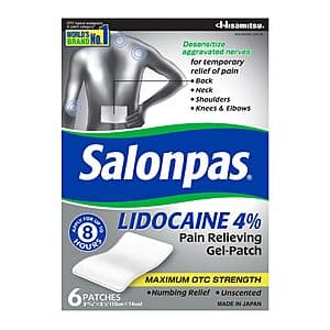 6-Count Salonpas Lidocaine 4% Pain Relieving Gel Patches $5.45 w/ Subscribe & Save