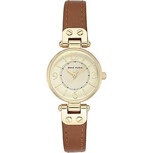 Anne Klein Women's Gold-Tone Brown Leather Strap Analog Watch $17.20