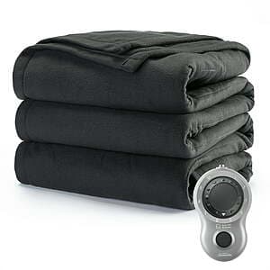 Sunbeam Heated Electric Fleece Blanket: Queen (Poseidon Blue) $21.25, Twin (Grey) $12.75 & More