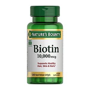 Select Accts: 120-Ct 10000mcg Nature’s Bounty Biotin Softgels Vitamin Supplement $4.90 w/ S&S