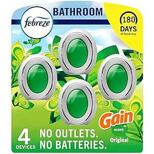 4-Pk 1-Oz Febreze Bathroom Air Freshener (Gain Original) $9.60 w/ S&S