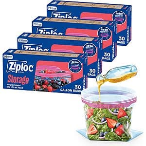 4-Pk 30-Ct Ziploc Gallon Food Storage Bags $10.55 w/ S&S