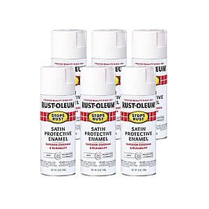 Rust-Oleum 7791830-6PK Stops Rust Spray Paint, 12 Oz, Satin White, 6 Pack $17.82
