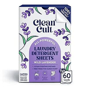 Select Accounts: 60-Ct Cleancult Laundry Detergent Sheets (Wild Lavender) $5.50 w/ S&S