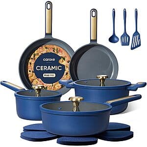 16-pc CAROTE Ceramic Pots & Pan Cookware Set (blue) $40 + Free S&H