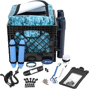 24-Pc Mossy Oak Kayak Storage Crate w/ Dry Bag, Fishing Accessories Kit & Rod Holder $25