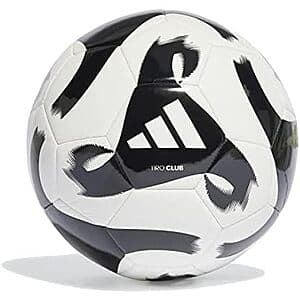 adidas Tiro Match Soccer Ball (Size 4, White/Black/Club) $10