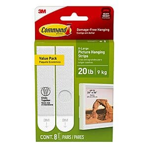 8-Count Command 20-Lb XL Heavyweight Picture Hanging Strips + $5 Amazon Credit 2 for $11.20 w/ Subscribe & Save